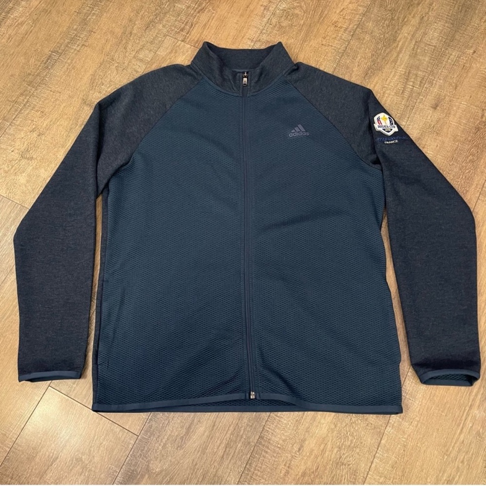 Adidas Golf Lightweight Jacket Climawarm Tech Blue Waffle Texture Men’s Size L